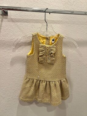 Janie and Jack Yellow Tweed Bow-Accent Girls Formal Dress